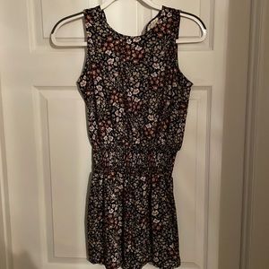 Black Floral Print Romper
